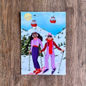 Ansichtkaart Skiënde Vrouwen