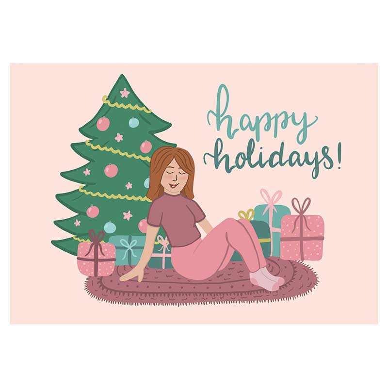 Kerstkaart Happy Holidays - Afbeelding 2