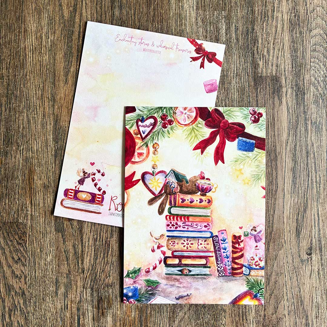 Kerstkaart Lezen op de Boekenstapel