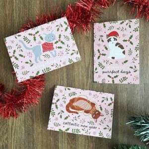 Kaartenset Kerstkatten