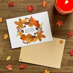 Postkaart Autumn Wreath