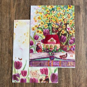 Postkaart Boekenhuis met Bloemen