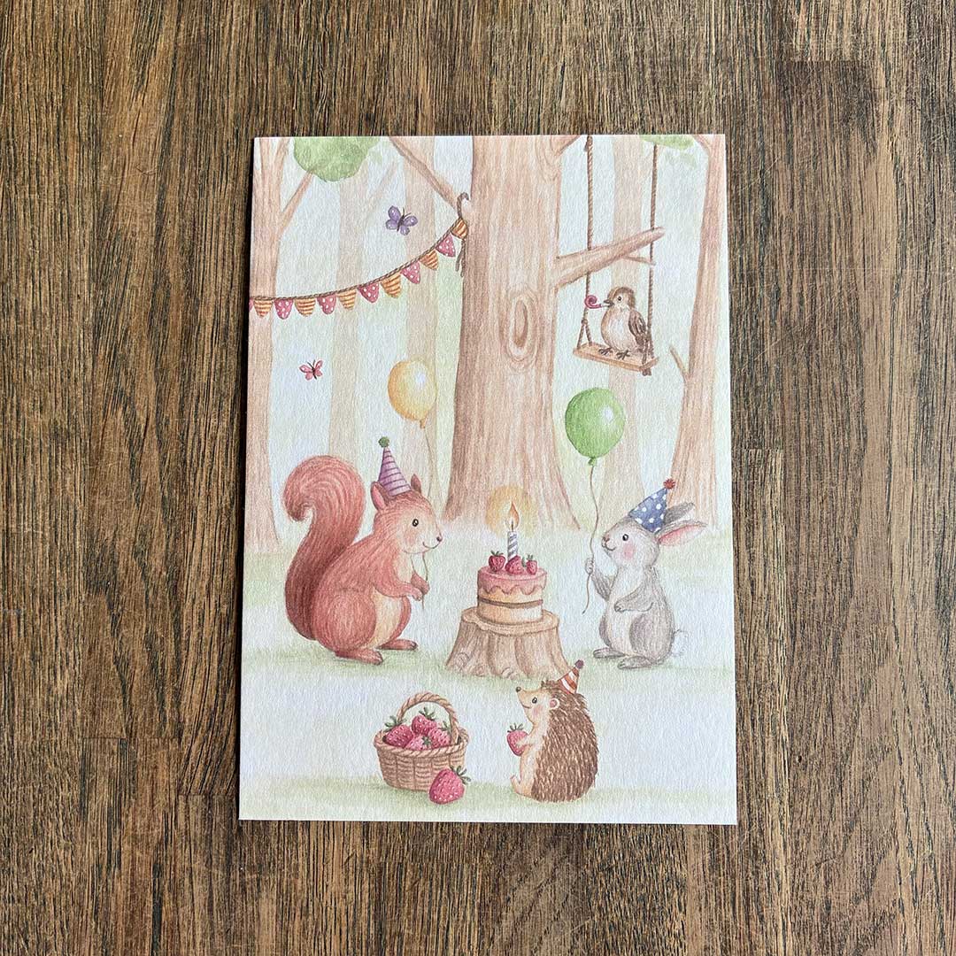 Postkaart Feestje in het Bos