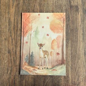 Postkaart Hert in Herfstbos