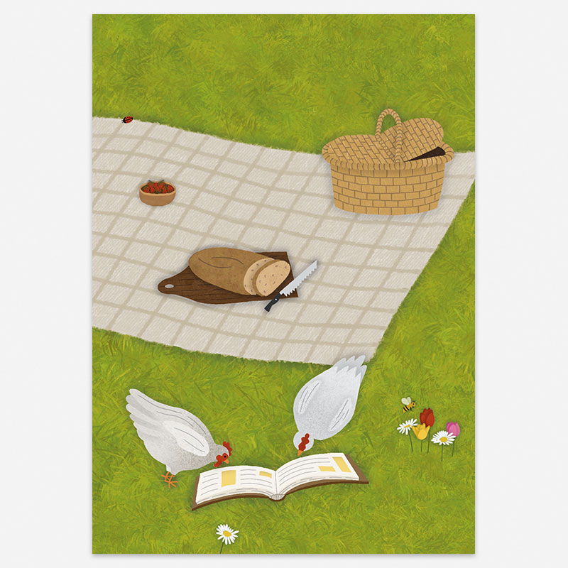 Ansichtkaart Kippen Picknick - Afbeelding 2