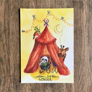 Postkaart Klamboe met Dieren en Baby