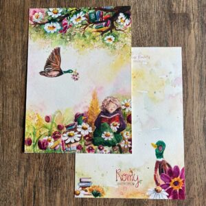 Postkaart Lezen Tussen de Bloemen