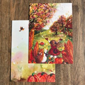 Postkaart Meisje in Herfstnatuur