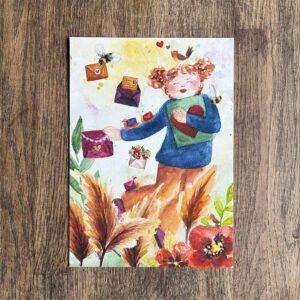 Postkaart Meisje met Envelop