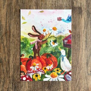 Postkaart Pompoenen, Paddenstoelen en Bloemen