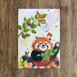 Postkaart Post van Rode Panda en Roodborstjes