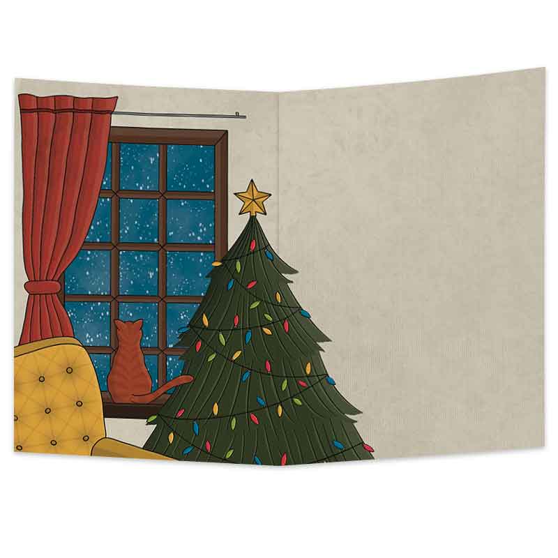 Kerstkaart Kat in Raam - Afbeelding 4
